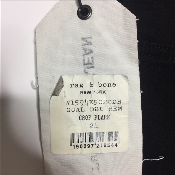 Rag & Bone 10” Crop Flare Double Hem Jeans Black - Picture 6 of 8